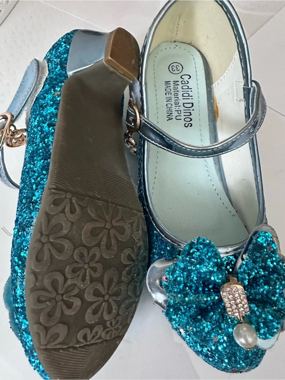 Girls' Sparkle Blue Mary Jane Shoes